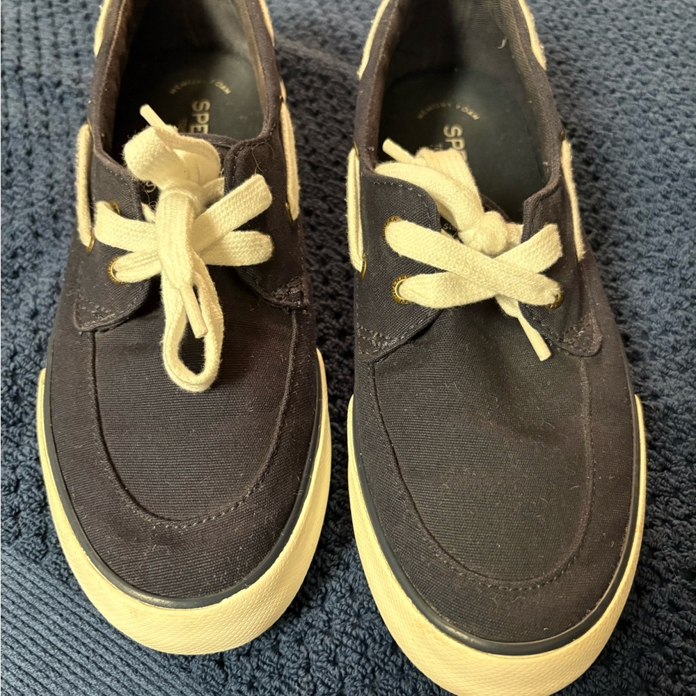 Women’s Navy Canvas Lace-Up Sperry Top-Siders Size 8